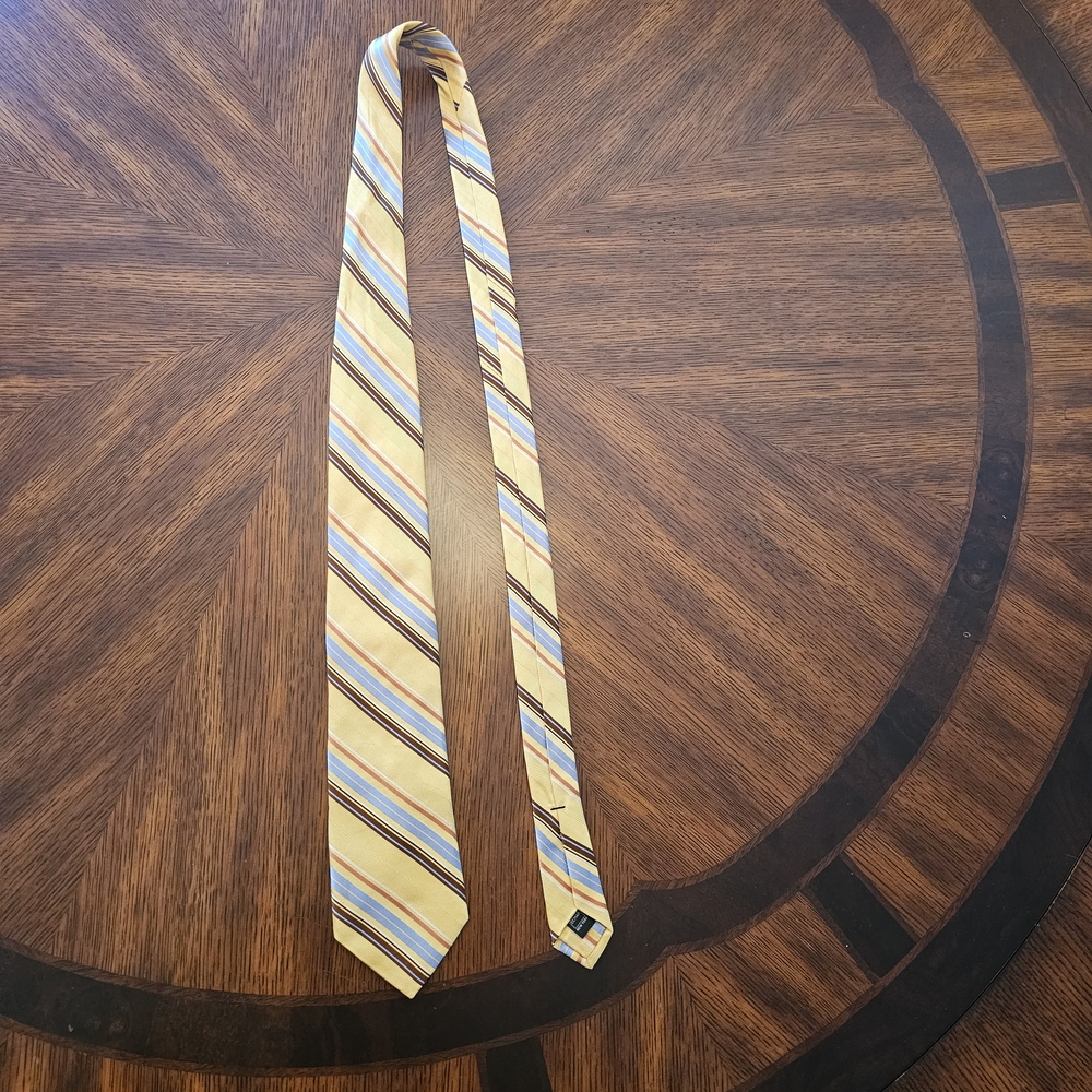 Ike Behar Yellow and Blue Striped Silk Tie